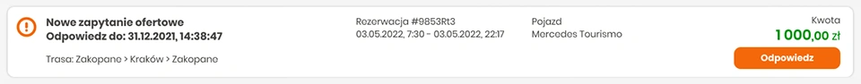 Oferta przewoźnika